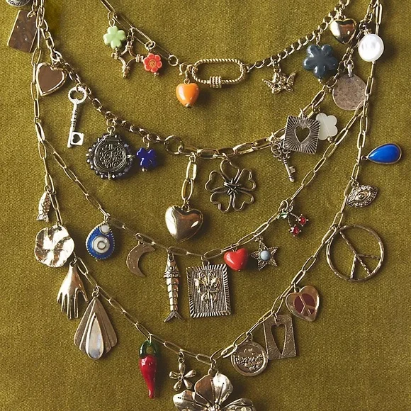 Gold-Tone Multicolor Charm Necklace - Women Jewelry - Picture 6 of 8